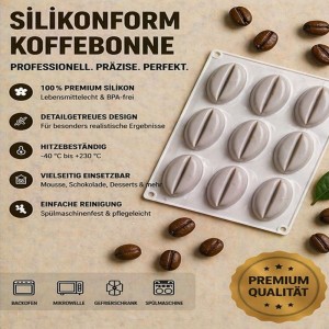 Silikonform Kaffeebohnen - perfekt für feine Desserts & Schokolade
