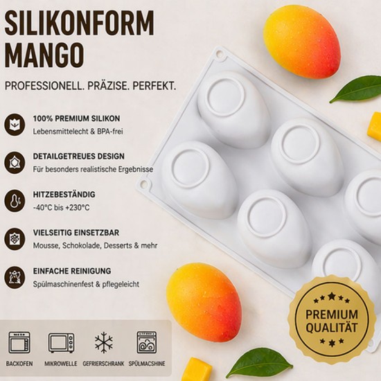 Silikonform Mango - perfekt für feine Desserts & Schokolade - ZS03 -