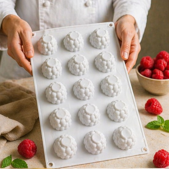 Mini Himbeere Silikonform – 16 Fach | Für kreative Desserts & Pralinen - 1ZS014 -