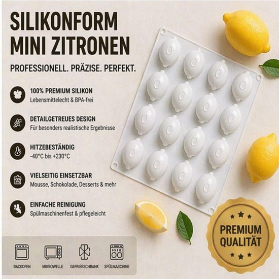 Mini Zitrone Silikonform – 20 Fach | Für kreative Desserts & Pralinen - 1ZS015 -