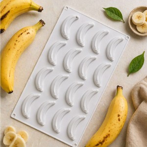 Mini Banane Silikonform – 15 Fach | Für kreative Desserts & Pralinen