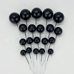 Tortendeko Kugeln | Mini Bälle Tortendeko Ballon | Kuchen Ball Topper | Deko Schaum Ball | Bälle Cake Topper 20 stück Schwarz