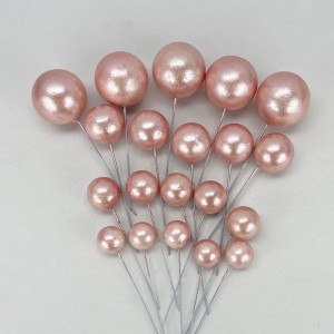 Tortendeko Kugeln | Mini Bälle Tortendeko Ballon | Kuchen Ball Topper | Deko Schaum Ball | Bälle Cake Topper 20 stück Metallic Rosa