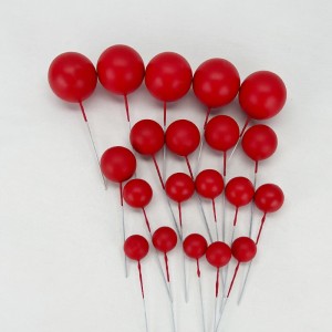 Tortendeko Kugeln | Mini Bälle Tortendeko Ballon | Kuchen Ball Topper | Deko Schaum Ball | Bälle Cake Topper 20 stück Rot