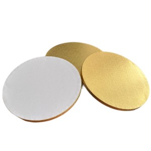 1,2 cm Cake Board | Tortenunterlage Rund Cakeboard | Karton Pappe | Kuchenplatte | Tortenplatte für Torten und Kuchen Gold 50 cm 5 stk.