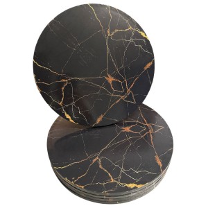 Tortenplatte / Cake Board - Exklusive Tortenplatten Marmor-Optik in Schwarz - Gold 28 cm