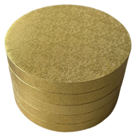 3cm Cake Board | Tortenunterlage Rund | Cake Drum | Karton Pappe | Kuchenplatte | Tortenplatte für Torten und Kuchen Gold 24 cm - 201 - Mytortenland