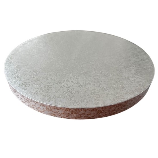 3cm Cake Board | Tortenunterlage Rund | Cake Drum | Karton Pappe | Kuchenplatte | Tortenplatte für Torten und Kuchen Silber 32 cm - KN218 - Mytortenland