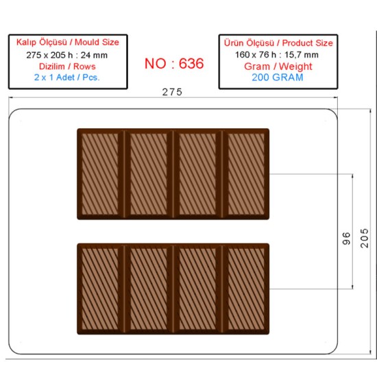 Dubai Schokoladenform / Dubai Schokolade Gießform 2er - M0636 -