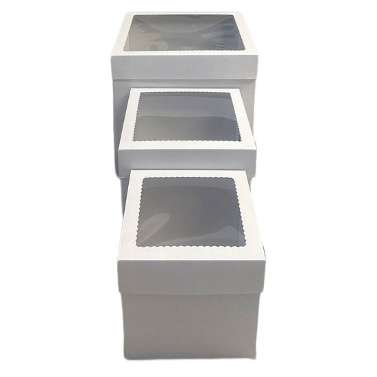 Tortenkarton / Tortenbox mit Sichtfenster 25x25x25 cm 1 Stk. - CS25 - Mytortenland