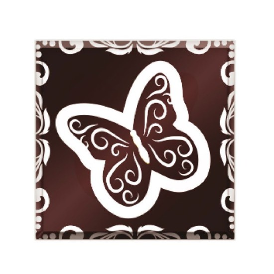 Schokoladenaufleger Dunkel Quadratisch mit Schmetterling 288 Stück - Bt-029 - Vitray