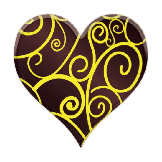 Schokoladenaufleger Herz mit Gelben Schnörkel 288 Stück - Bt-005 - Vitray