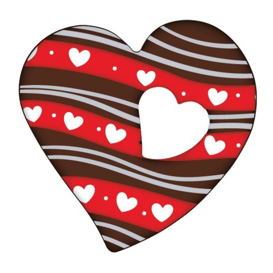 Schokoladenaufleger Herz mit Herzen gemustert  288 Stück - kpklp-003 - Vitray