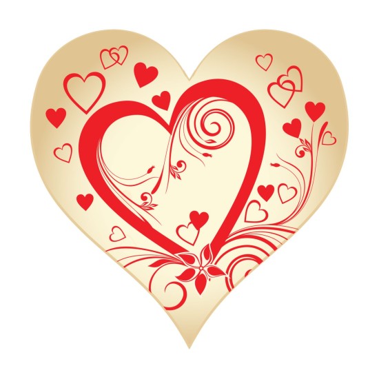 Schokoladenaufleger Herz mit Roten Herzen  288 Stück - klp-002 - Vitray