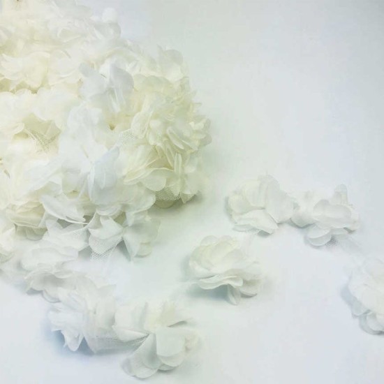Beyaz Lazer Kesim Çiçekler 10 metre - My-BY10 - Mytortenland