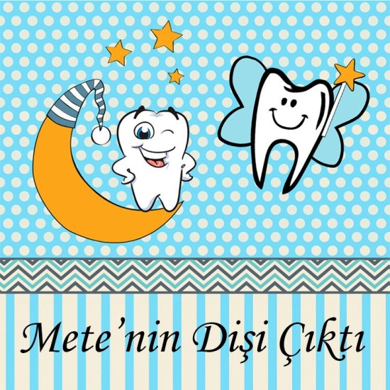 İlk Diş Partisi Kare Kendin Tasarla Sticker Etiket - DS003 - Mytortenland