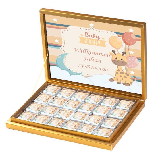 Baby Shower Viereck ( Madlen & Box ) Selbst Sticker - Etiketten - B004 - Mytortenland