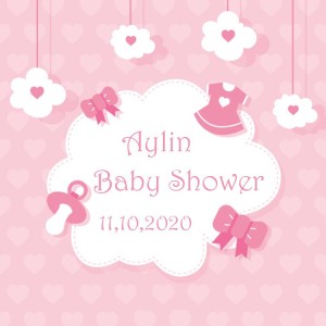 Baby Shower Viereck ( Madlen & Box ) Selbst Sticker - Etiketten 