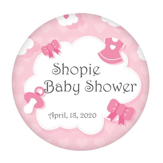 Baby Shower Temalı Yuvarlak Etiketinizi Kendiniz Tasarlayın - KVN017 - Mytortenland