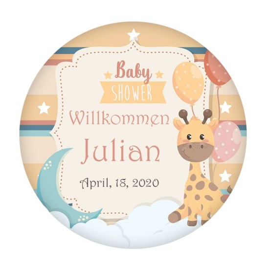 Baby Shower Temalı Yuvarlak Etiketinizi Kendiniz Tasarlayın - KVN018 - Mytortenland