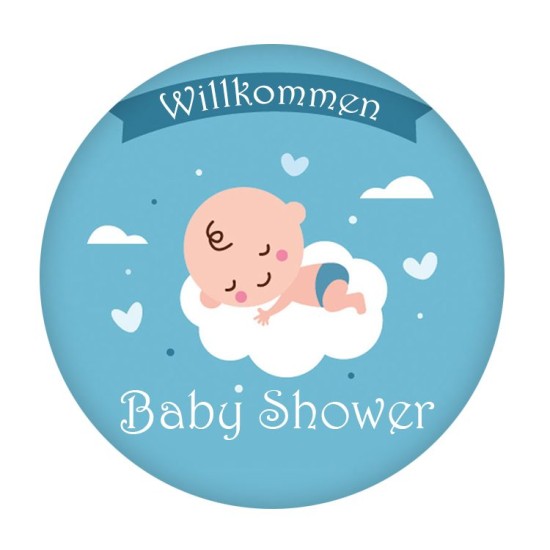 Baby Shower Runde Etiketten selbst gestalten und Drucken lassen - KVN019 - Mytortenland