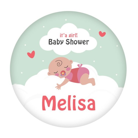 Baby Shower Temalı Yuvarlak Etiketinizi Kendiniz Tasarlayın - KVN027 - Mytortenland