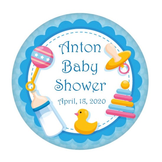 Baby Shower Temalı Yuvarlak Etiketinizi Kendiniz Tasarlayın - KVN016 - Mytortenland