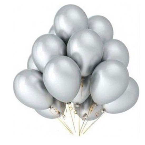 Gri Metalik Balon 15 Adet - AS-003 -