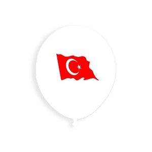 Weißer Ballon mit Türkei Flagge 15 Stück