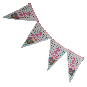 2 Jahr Rosa  Party Banner / Wimpelkette