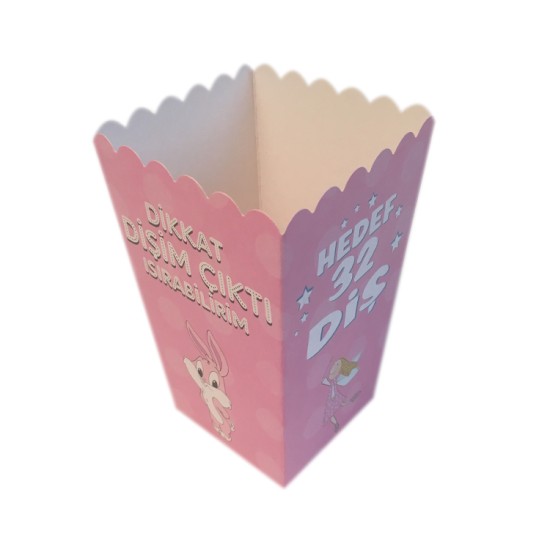 Rosa Erster Zahn Popcorn Box 10 stück - ATT0011 - Mytortenland