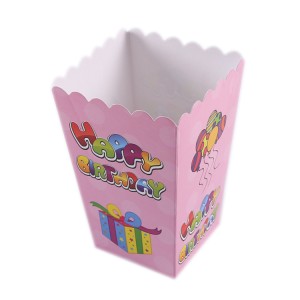 Rosa Happy Birthday Popcorn Box Gepunktet 10 stück