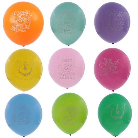 iyiki Doğdun Karışık Renkte Parti Balon 10 Adet - MYB3 - Mytortenland