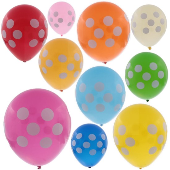 Puantiyeli Karışık Renkte Parti Balon 10 Adet - MYB2 - Mytortenland