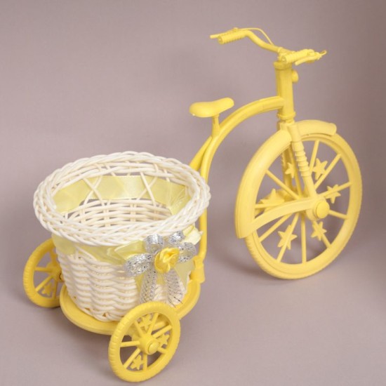 Sepetli Bisiklet Sarı Renkte Dekor ve Sunum Amaçlı Küçük Boy - YCL010 - Mytortenland