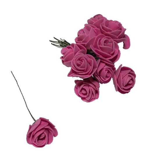 Fuchsia Farbe Miniatur Rosen Kleine Blumen 12 stück - Y5506-4 - Mytortenland
