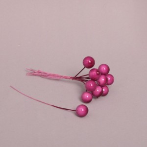 Mini Kugeln aus Draht Fuchsia Metallic 10 stück