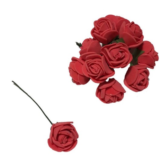 Rot Miniatur Rosen Kleine Blumen 12 stück - Y5506-2 - Mytortenland