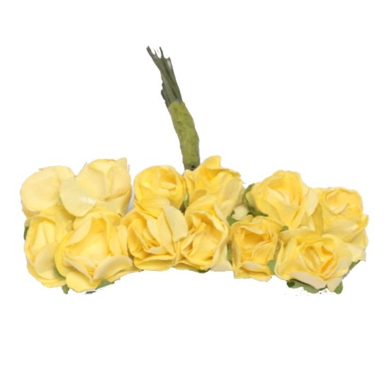Gelb Papier Rosen Kleine Blumen 12 stück - YYT001 - Mytortenland