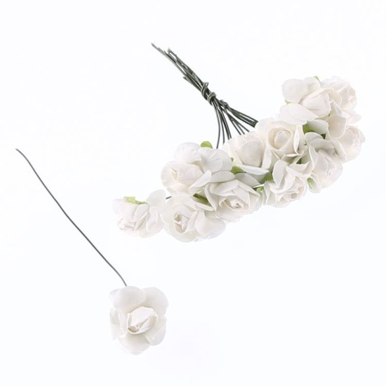 Weiß Papier Rosen Kleine Blumen 12 stück - Y541 - Mytortenland