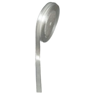 Schleifenband Weiß mit Silber Glitzer Rand 1 cm 25 mt