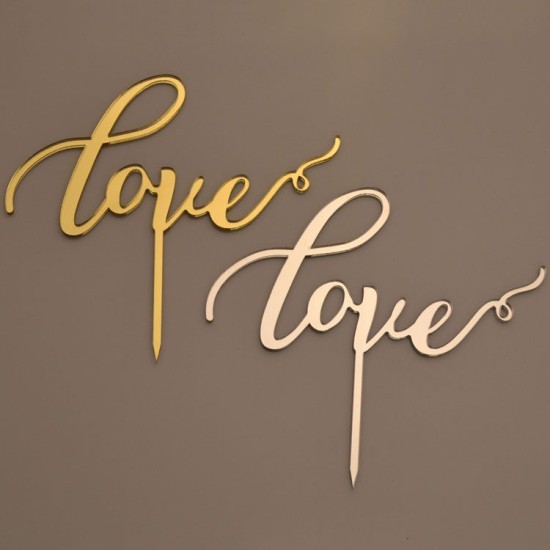 Cake Topper Love Altın / Gümüş - 14018 - Mytortenland