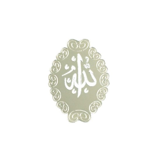 Silber Spiegel Flach Allah Beschriftung 7x5 cm - CS0054 - Mytortenland