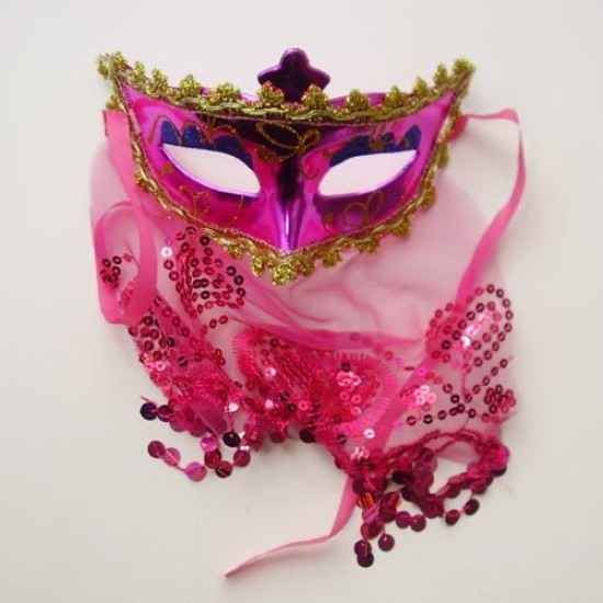 Rosa Party Maske mit Tüll - MSK103 - Mytortenland