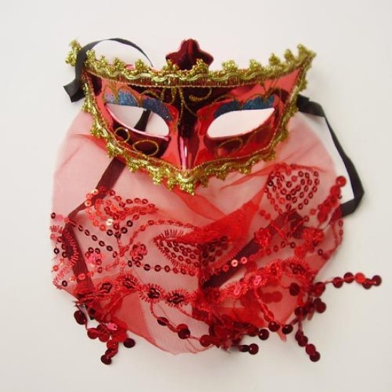 Rot Party Maske mit Tüll - MSK102 - Mytortenland