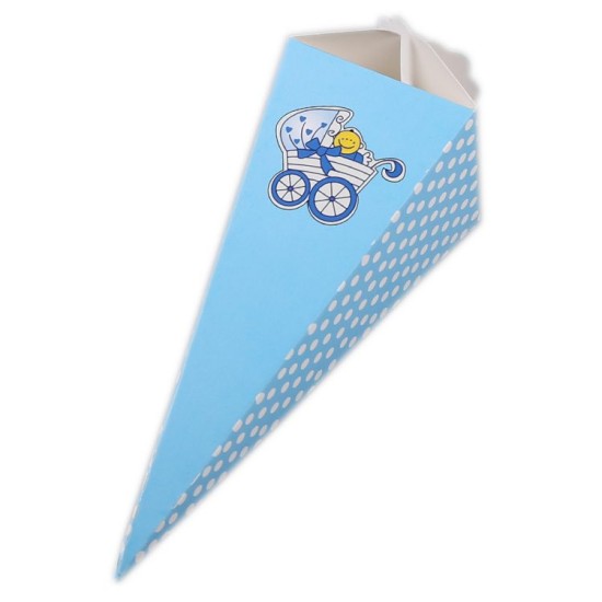 Blau Gepunktet mit Babywagen Thema Geschenkbox  10 stück - ATT19 - Mytortenland