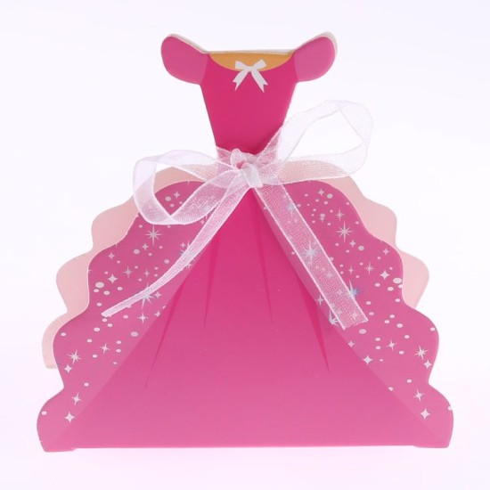 Geschenk Schachtel Abendkleid Pink mit Schleife 10 Stück - YK215 - Mytortenland