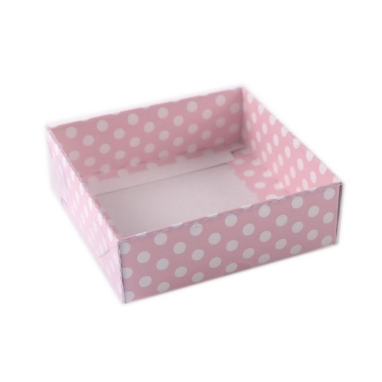 Geschenkbox Pink mit Pücktchen mit Deckel 9x9x3 5 stück - K9PP - Mytortenland