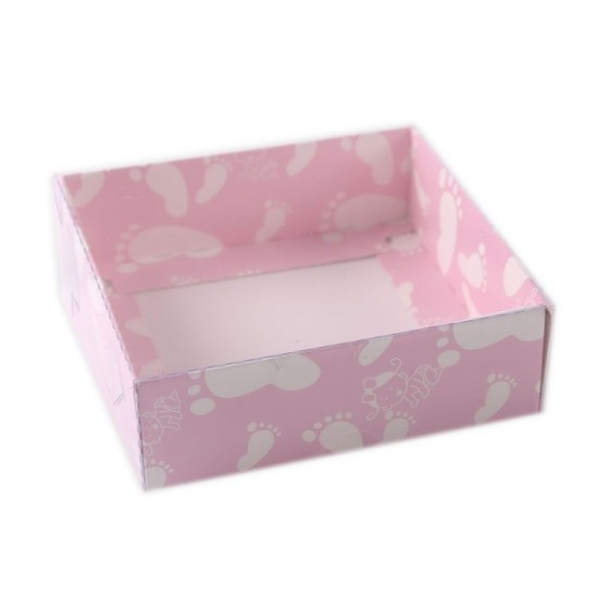 Geschenkbox mit Deckel Pink mit Füßen Thema 9x9x3 5 stück - K9PF - Mytortenland