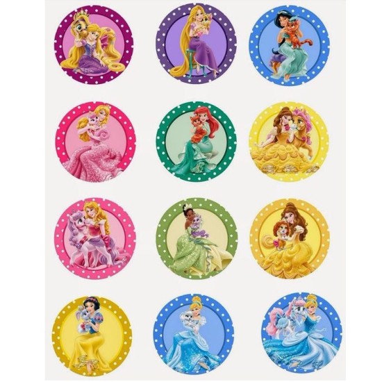 Disney Prinzessinnen Thema Cupcake/Muffin Aufleger - Mc15 - Mytortenland